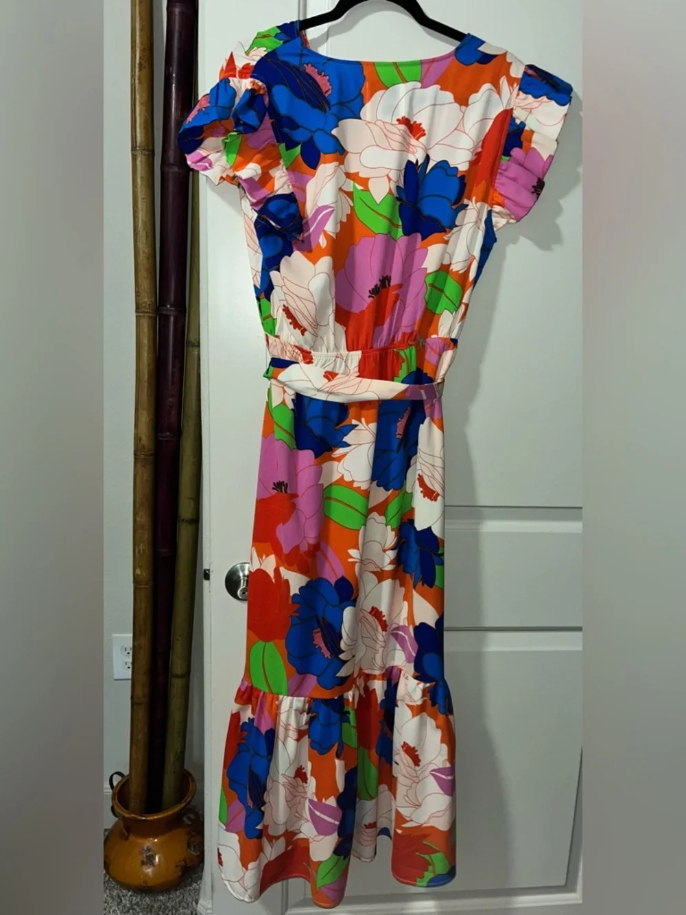 Sam Edelman Bold Floral Maxi Dress in Blue, Orange, Red, Pink, Green - Picture 3 of 5